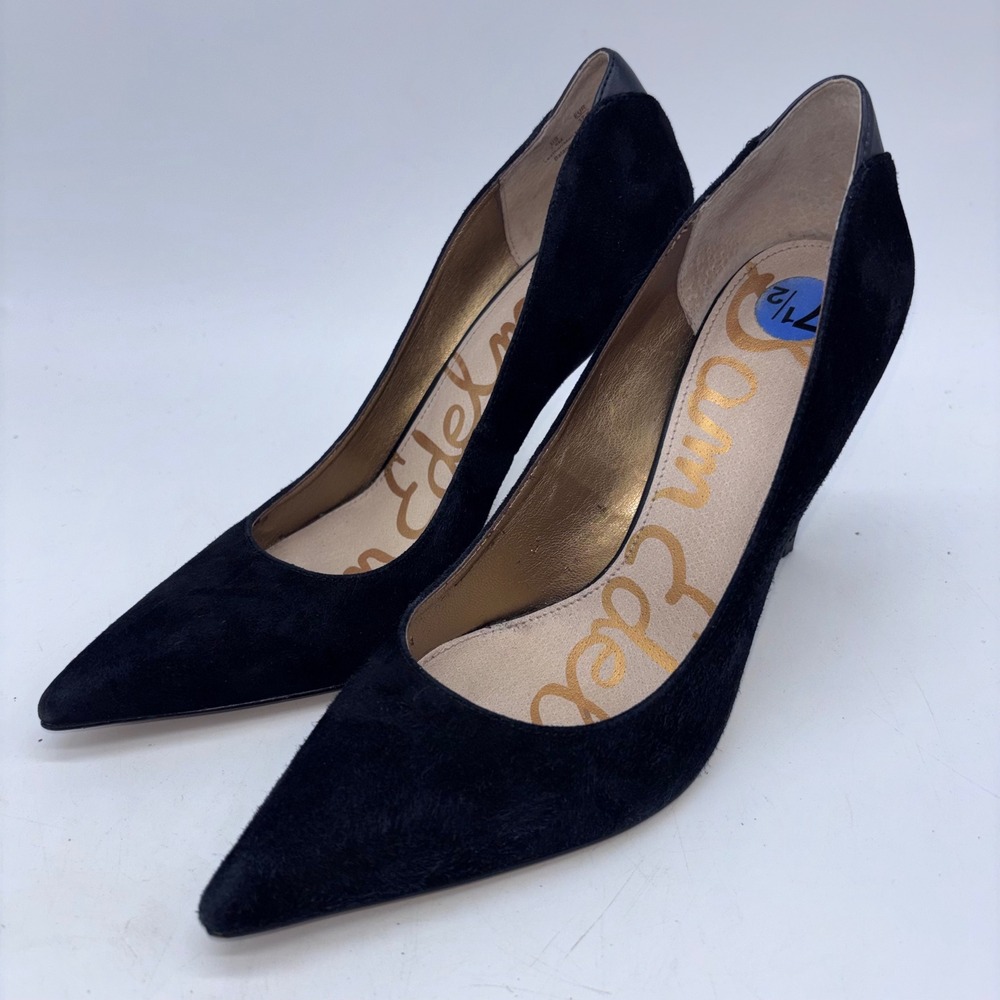 Sam Edelman Black Suede Classic Elegant Heels Women 7.5 - Picture 4 of 7
